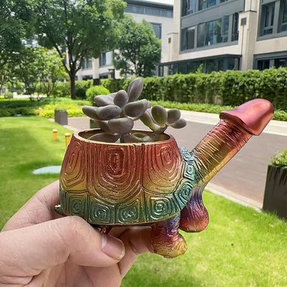 Turtle Planter Penis Pot Penis Planter Turtle Flower Pot Mischievous Joke Garden Decoration Funny's Gift (Tortoise)