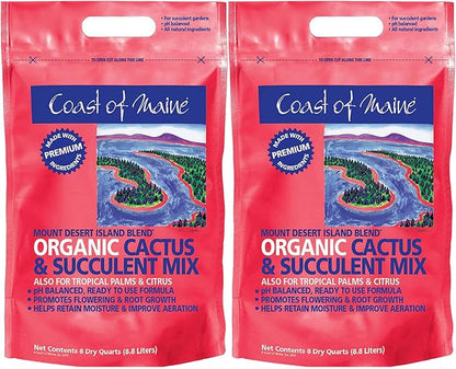 Coast of Maine Mount Desert Island Blend, 8qt (Pack of 2) Organic and Natural, Cactus and Succulent Mix - Tropical Palms and Citrus Plants
