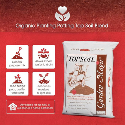 Michigan Peat 1250 Premium 50-Pound and 40-Pound Garden Magic Organic Planting Potting Top Soil Blend Mix for Indoor Outdoor Gardening and Landscapes