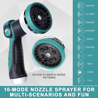 50FT Garden Hose, 304 Stainless Steel Water Hose, Flexible with a 10-Mode Nozzle Sprayer, No Kink, Lightweight, Puncture Proof, Ideal for Yard, Lawn, Outdoor, 5/8" Outside Diameter