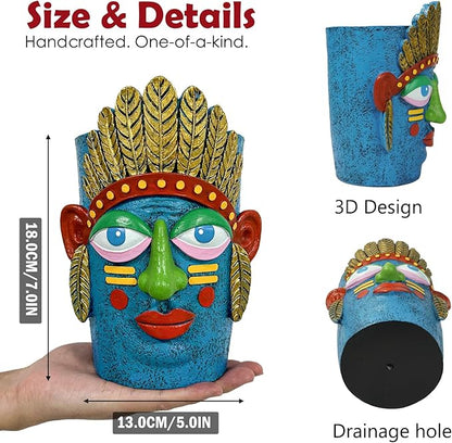 Unique Plant Pots - Abstract Picasso Face Flower Pot, Funky Planters for Indoor Plants, Cool Head Planter for Outdoor Garden & Home Decor
