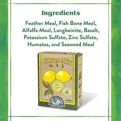 Down To Earth All Natural Fertilizers Organic Citrus Mix - Plant Food for Lemons, Limes, Oranges and Avocados 6-3-3, 5 lb