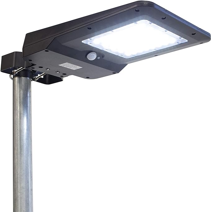 Wagan EL8586 1600 Lumen Integrated Solar Street Lamp Security Flood Light Motion Sensor Waterproof Weatherproof Dusk to Dawn Solar LED Light Lamp for Outdoor Garden Yard Path Parking Lot