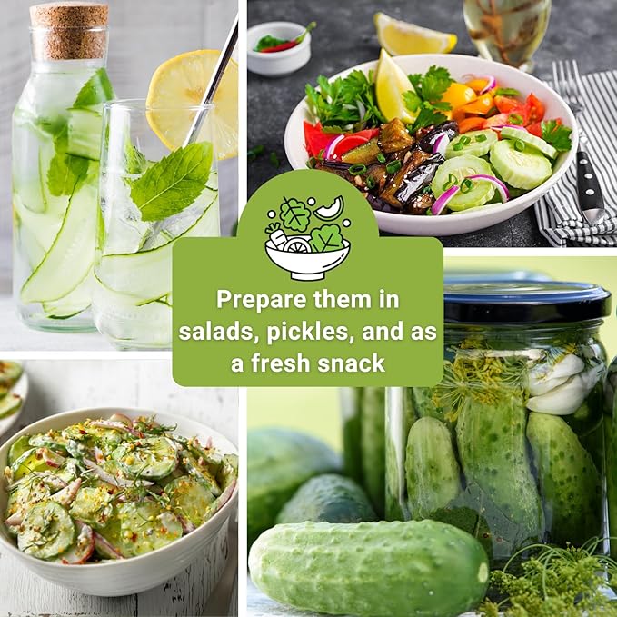 Sow Right Seeds - Cucumber Seed Collection for Planting - Pale Armenian, Pickling, Lemon, Beit Alpha, Marketmore Variety Pack - Non-GMO Heirloom Packets - Plant and Grow a Home Vegetable Garden