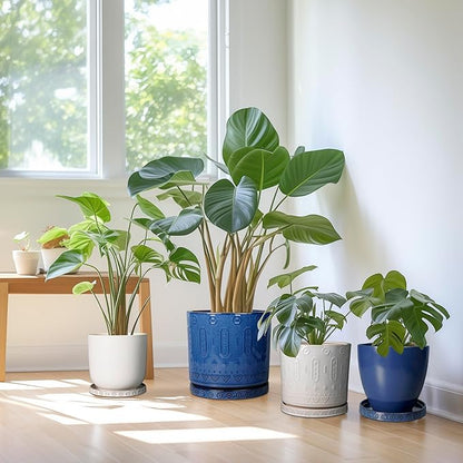 Plant Saucer 9.3 Inch - Ceramic Plant Saucer for Indoors Outdoors Plant Water Catcher Tray Plant Drainage Tray Decorative Flower Pot Saucer Plant Plates Blue