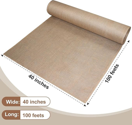 Garden Burlap Roll, 40" x 100 Feet Natural Jute Burlap Fabric Roll for Gardening Raised Bed Liners,Seed Cover,Edging,Weed Barrier,Aisle Runner Plant Cover Tree Protections (40" x 100 Feet)