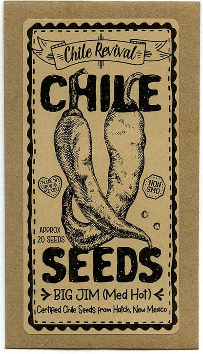 Hatch Chile Seeds from Chile Revival - Hatch Classic 3 Pack - 20 Seeds of Each 60 Total - NuMex 6-4 (Mild), Big Jim (Med-Hot), Sandia (Hot)