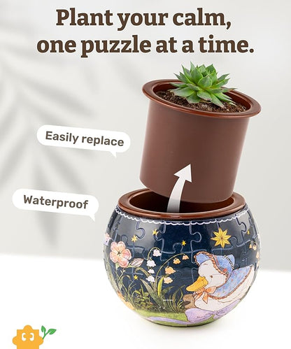 PieceRelax 3D Puzzle Planter 80 Pieces - The Dreamy Duck, Home Decor Flower Pots for Indoor Cactus, Succulents Pots [K1128]