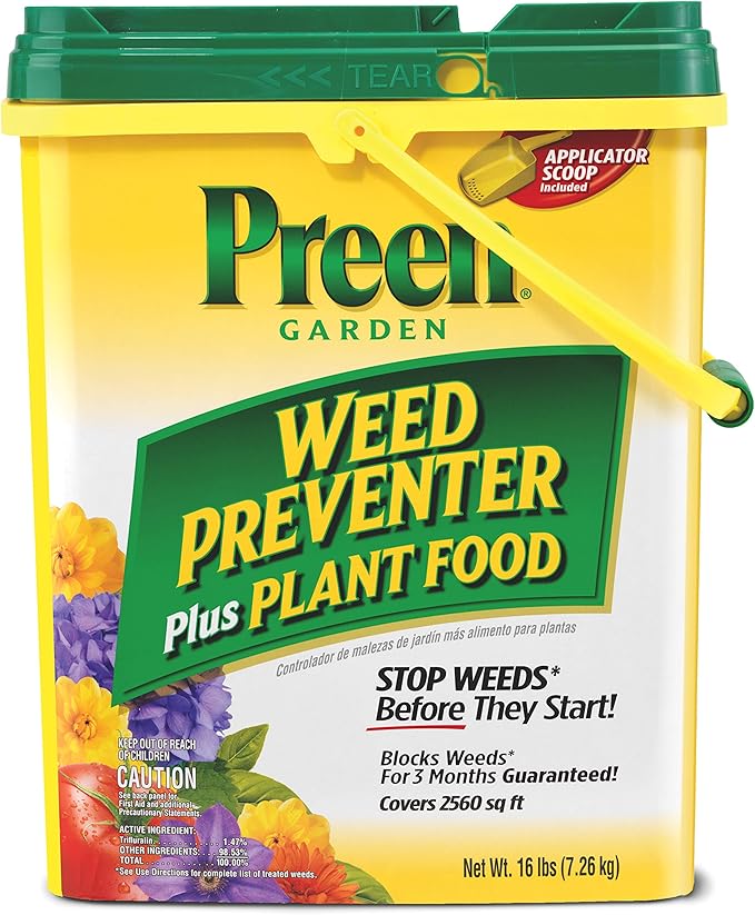 Preen Garden Weed Preventer Plus Plant Food - 16 lb. Pail - Covers 2,560 sq. ft.