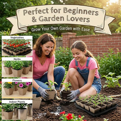 NNG 5PCS Seed Starter Tray with 90PCS Square Seed Peat Pots,Seed Starter Kit with Germination Trays Seedling Pots for Seedling Propagation and Plant Growing