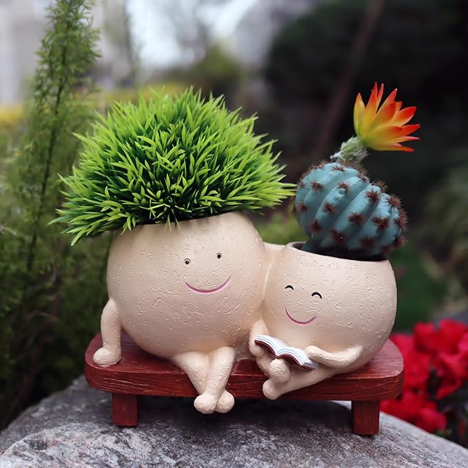 Face Pots for Plants, Cute Head Planter Flower Pots for Indoor Outdoor Plants, Modern Lady Head Vase Girl Face Planter, Unique Plant Pots, Macetas