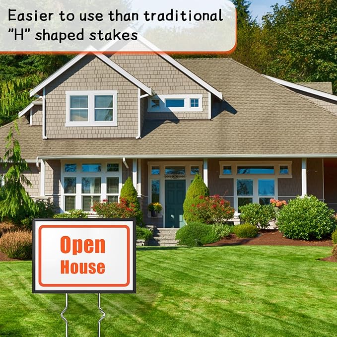 Yard Sign Stakes - 12 Pack Heavy Duty Metal Wire Stakes for Garden Lawn Signs 13'' Alternative to H Frame Stakes for Corrugated Plastic Yard Signs Holder