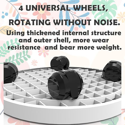 WanderingDonkey 11 Inch Heavy Duty Plant Caddy with Wheels,Rolling Plant Stand Pot Trolley,Wheeled Planter Saucer Tray,Potted Flower Mover Dolly with Casters Round Coaster for Indoor outdoor,White