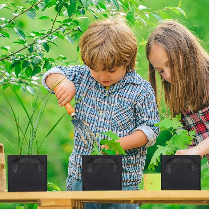 Nuogo 15 Pack 3 Gallon Square Grow Bags Thick Fabric Pots with Handles Black Plant Grow Bags for Indoor and Outdoor Garden