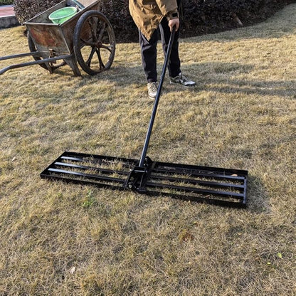 Lawn Leveling Rake, 42” x 10” Leveling Rake，Lawn Leveler w/ 72” Long Non-Slip Handle, Level Lawn Tool for Grass, Golf Field, Level Soil or Dirt Ground