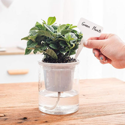 ORIMERC 100 Pcs 6 x 10cm Plant Labels with 30 Feet Self Watering Wick Cord for Vacation Self-Watering Planter Pot DIY Automatic Watering Device Potted Plant Sitter Auto Drip Waterer Garden Tag Marker