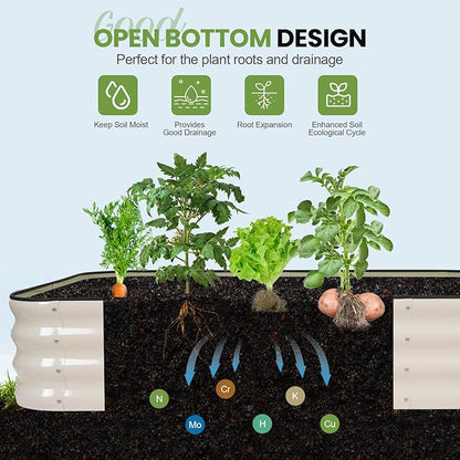 G GOOD GAIN 4-in-1 Adjustable Raised Garden Bed Kit | Galvanized Planter Boxes for Vegetables, Flowers | 12" Tall, Multiple Sizes (5x3x1ft, 4x4x1ft, 6x2x1ft, 7x1x1ft) | Outdoor Metal Raised Bed, White