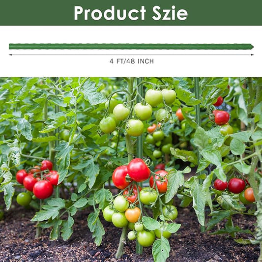 Tanlade 100 Pcs 4 ft/ 48 inches Garden Stakes Plants Tomato Stakes Metal Plant Sticks Support Plastic Coated Sturdy for Potted Plant, Tomato, Beans, Trees, Outdoor Indoor