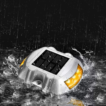 JIGUOOR Solar Deck Lights LED Driveway Lights Solar Powered Dock Light Outdoor IP68 Waterproof Road Markers for Step Sidewalk Stair Boat Garden Ground Pathway Yard (Yellow, 14 Pack)