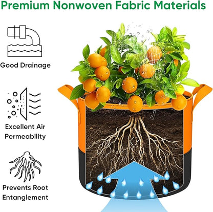 6-Pack 20 Gallon Grow Bags - 350G Heavy Duty Thickened Colorful Potato Grow Bags with Handles, Felt Nonwoven Garden Fabric Bags Gardening Pots for Vegetable Fruit Flowers Herbs Tomato Growing