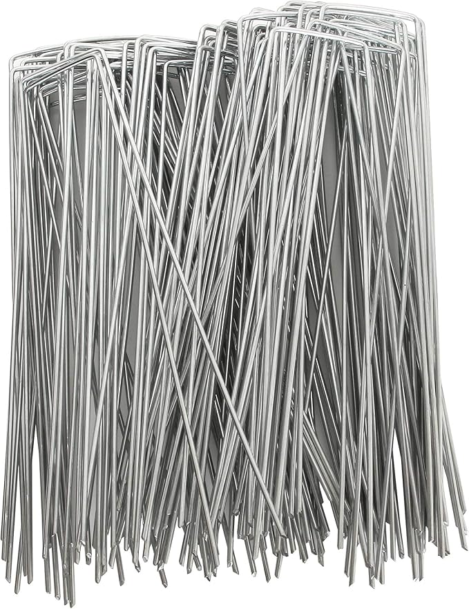 LANIAKEA Garden Stakes 8 Inch Metal Garden Staples 200 Pack Galvanized Landscape Pins Heavy Duty Landscape Stakes for Gardening Fence Landscape Ground Cover