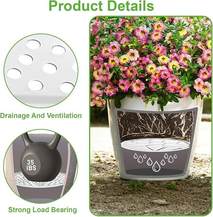 Plant Risers For Inside pots: 6 Pack Planter Inserts for 10 11 13 Inch Pots with Drainage Holes Use Less Potting Soil Plant Risers for Inside Pots for Tall or Short Planters for Indoor & Outdoor