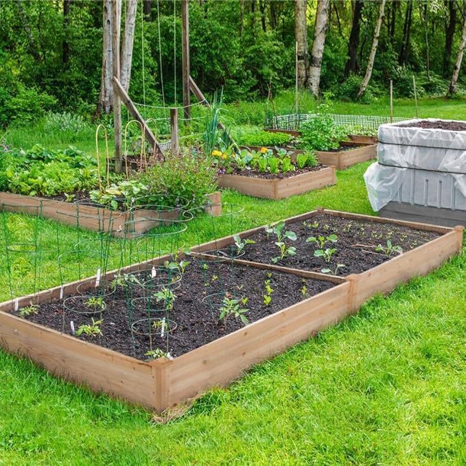 Yaheetech 8×4ft Wooden Horticulture Raised Garden Bed Divisible Elevated Planting Planter Box for Flowers/Vegetables/Herbs in Backyard/Patio Outdoor, Natural Wood, 93 x 48 x 10in