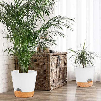 GARDIFE 10/9/8 inch Plant pots, planters for Indoor Plants, self Watering Plant Pot, Flower pots, White