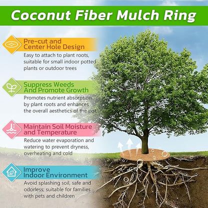 Legigo 4pcs Coconut Fiber Mulch Ring Tree Plant Protector Mat, 18 Inch Natural Coco Coir Tree Protection Ring Plant Pot Soil Cover, Tree Rings Disc Plant Cover for Indoor Outdoor Plants,Landscaping