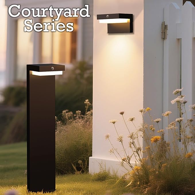Square Solar Wall Lights - Solar Powered Wall Lamps - LED Lights - PIR Sensor & Two Lighting Modes - Rechargeable Battery Lasts Up to 55 Hours - 3000K - IP44 Weather Resistant - 2 Pack