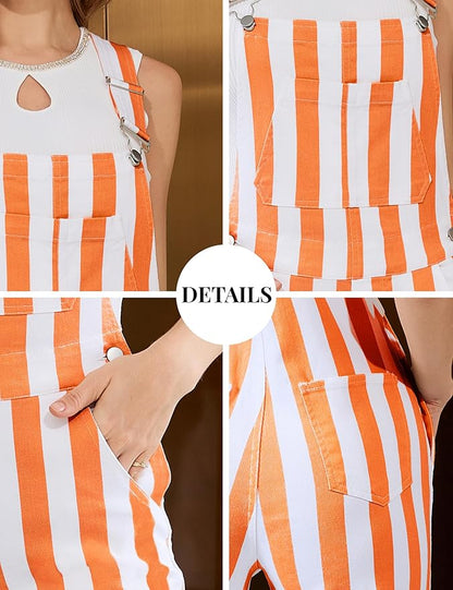 Bindefon Overalls for Women Fashion Jumpsuits Striped Pants Printed Bibs Coveralls White Elephant Gifts