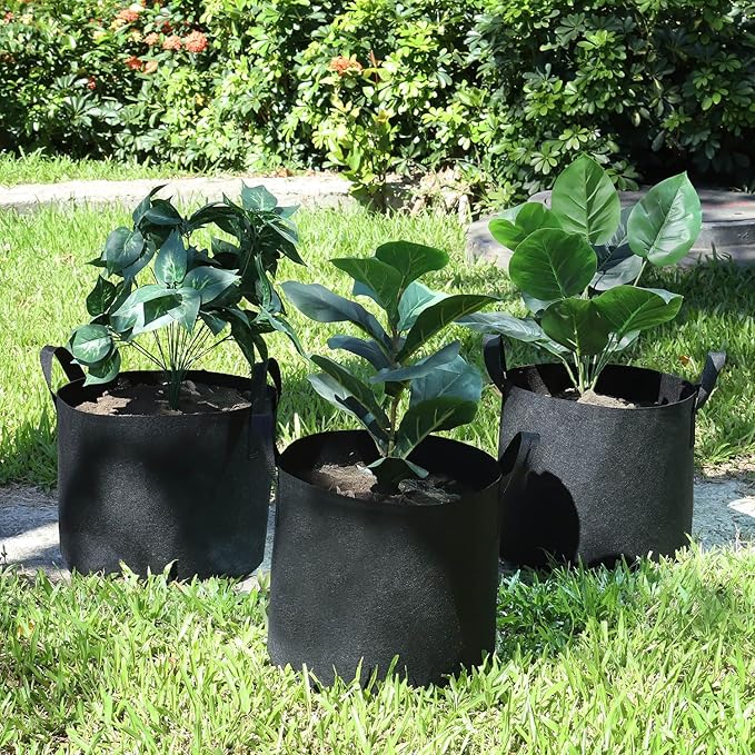 12-Pack 3 Gallon Grow Bags Heavy Duty Thickened Nonwoven Fabric Pots with Durable Handles
