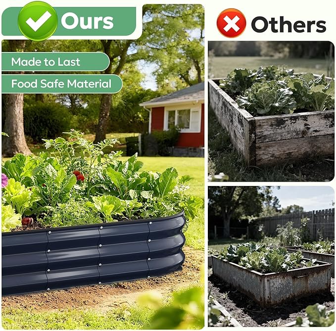 Raised Garden Bed 6×3×1 FT, Galvanized Metal Raised Planter Box Decorative Vegetable & Herb Planting Container for Lawn Border Patio BBQ Area Landscape Path Outdoor Midnight Blue