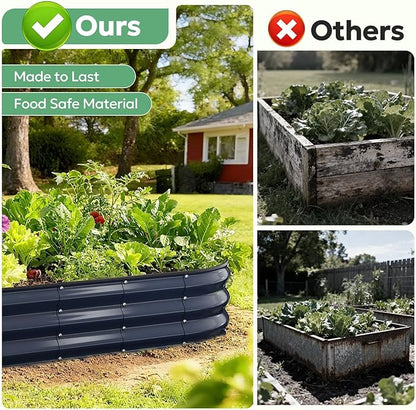 Raised Garden Bed 6×3×1 FT, Galvanized Metal Raised Planter Box Decorative Vegetable & Herb Planting Container for Lawn Border Patio BBQ Area Landscape Path Outdoor Midnight Blue