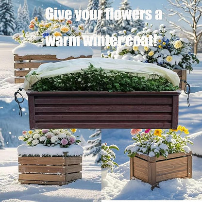 EJW Planter Cover, Plant Covers Freeze Protection,2 Pack 59.2"*17.7"x15.7" Planter Covers for Winter, Frost Cloths for Outdoor Plants, Raised Bed Covers for Winter.