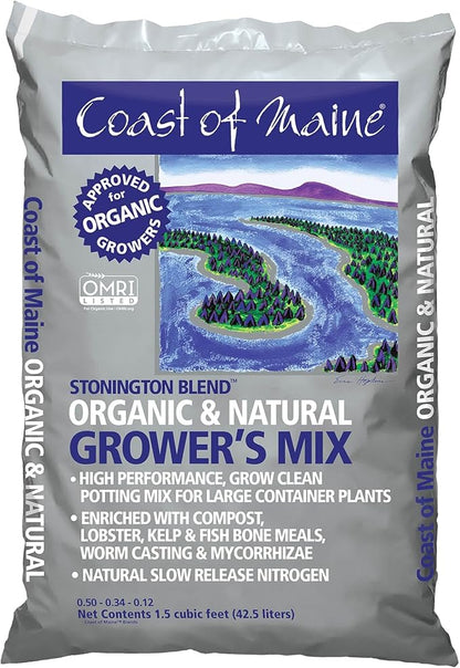 Coast of Maine Stonington Blend, 1.5 cu ft (Pack of 4) Organic and Natural Grower?s Mix for Large Container Plants
