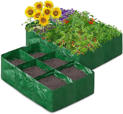 Fabric 2 Pack Fabric Garden Raised Bed with 6 Grids, Total 100 Gallon Thick Nonwoven Gardening Grow Bags Planting Container for Growing Herbs, Flowers and Vegetables