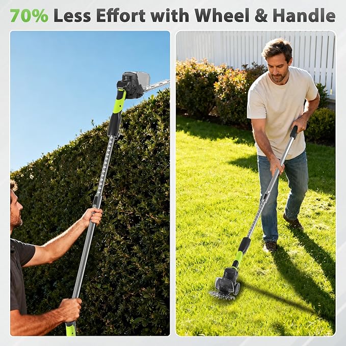 3-in-1 Cordless Hedge Trimmer: 13ft Reach & Adjustable Pole Hedge Trimmer - Lightweight with Dual Batteries - Grass Shears for Women Seniors - Garden Lawn Shrub Pruning Tool