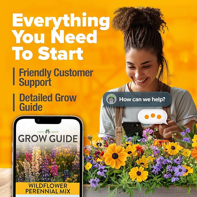 HOME GROWN Wildflower Seeds Mix - 110,600+ Seeds 3 oz, 21 Varieties, Non-GMO Wild Flower Seeds for Planting, Annual Flowers, Butterfly Garden, Pollinator Seed Mix