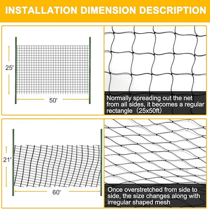 Bird Net 25'x50' with 1" Mesh Nylon Bird Netting for Garden, Poultry Netting Heavy Duty Aviary Netting Chicken Coop Netting, Garden Netting Deer Fence Netting for Fruit Tree, Pests Trellis Net