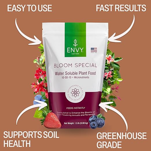ENVY Bloom Special Plant Fertilizer for Flowering Plants, 9 Pounds - Makes 900 Gallons, for Indoor and Outdoor Plants, Pet Safe, Water Soluble, Made in USA