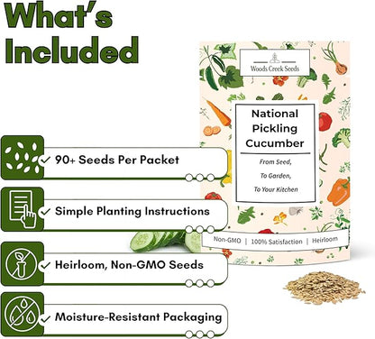 National Pickling Cucumber Seeds for Planting – Heirloom, Non-GMO Pickling Cucumber Seeds for Home Gardens, Crisp Cucumbers for Pickling & Fresh Use, Outdoor Growing | Woods Creek Seeds