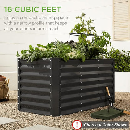 Best Choice Products 4x2x2ft Outdoor Metal Raised Garden Bed, Deep Root Box Planter for Vegetables, Flowers, Herbs, 119 Gallon Capacity, 100% Non Toxic Materials - Taupe