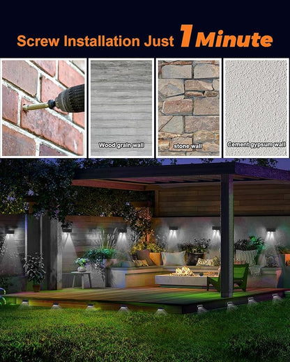 Solar Fence Lights Outdoor Waterproof LED Spot Lens for Step, Wall, Deck, Patio, Yard, Rail, Garage, Pool, Stair, Balcony, Walkway, Garden Landscaping Enhanced Security Easy Install Cool White 12 pack