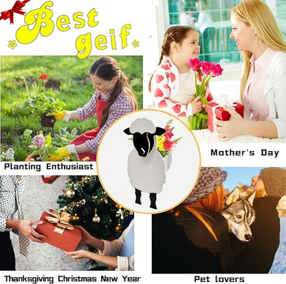 Sheep Planter Plant Pots,Animal Flower Pot for Indoor/Outdoor,Small Cute PVC Animal Face Shape Plant Container Best for Home Office Garden Decoration Mom Gift Ideas