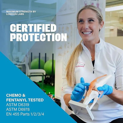 Synsafe 4 Mil - Blue Nitrile Exam Gloves –Disposable Latex Free & Powder Free – Extra Strong, Rubber Gloves