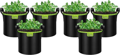 VIVOSUN 6-Pack 3-Gallon AeroBase Grow Bags, Durable Mesh Fabric Plant Container with Breathable Base and Sturdy Handles, Black