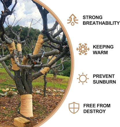 Tree Wrap for Winter,10inch Wide X 32FT Burlap Fabric Tree Protectors from Deer Bites,Tee Trunk Protector for Keep Warm and Moisturizing.