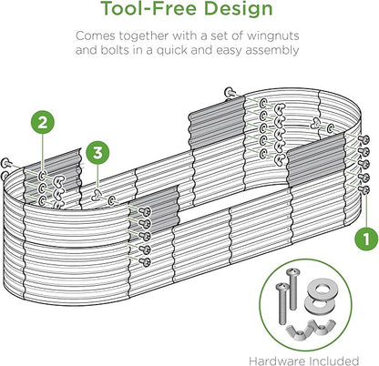 Best Choice Products 4x2x2ft Outdoor Metal Raised Garden Bed, Oval Deep Root Planter Box for Vegetables, Flowers, Herbs, and Succulents w/ 101 Gallon Capacity, Rubber Edge Guard - Charcoal