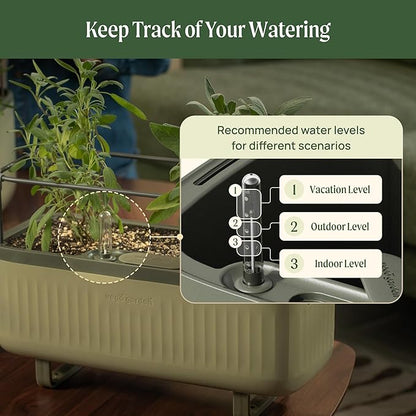 Vego garden 2 Pack Herb Indoor Plant Box, Self Watering Planters Pots for Indoor Plants with Trellis for Kitchen Window Sill or Countertop Plants Cage - Fog Gray